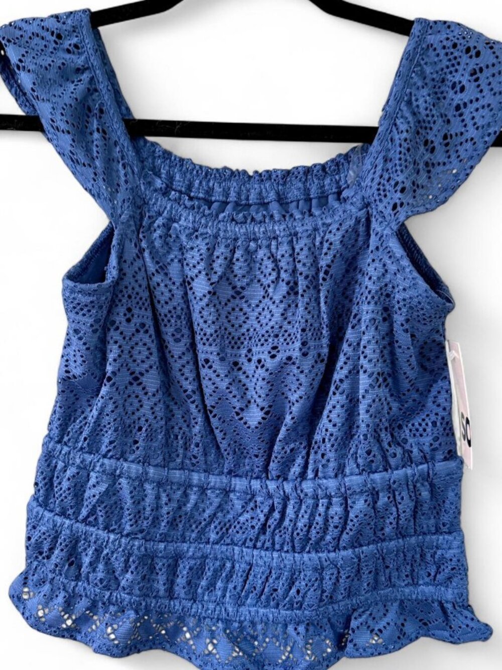 Girls Large Blue Lace Top with Ruffles